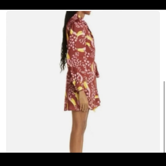 Farm Rio Toucanissimo Long Sleeve Print Beaded Tie Dress size Medium - Picture 6 of 12